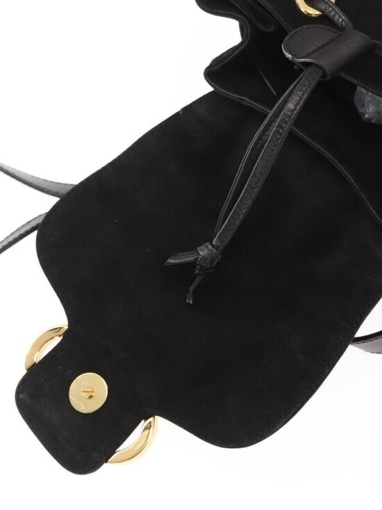 Salvatore Ferragamo Gancini Backpack Suede Black Gold Auth BA8233 main image 8